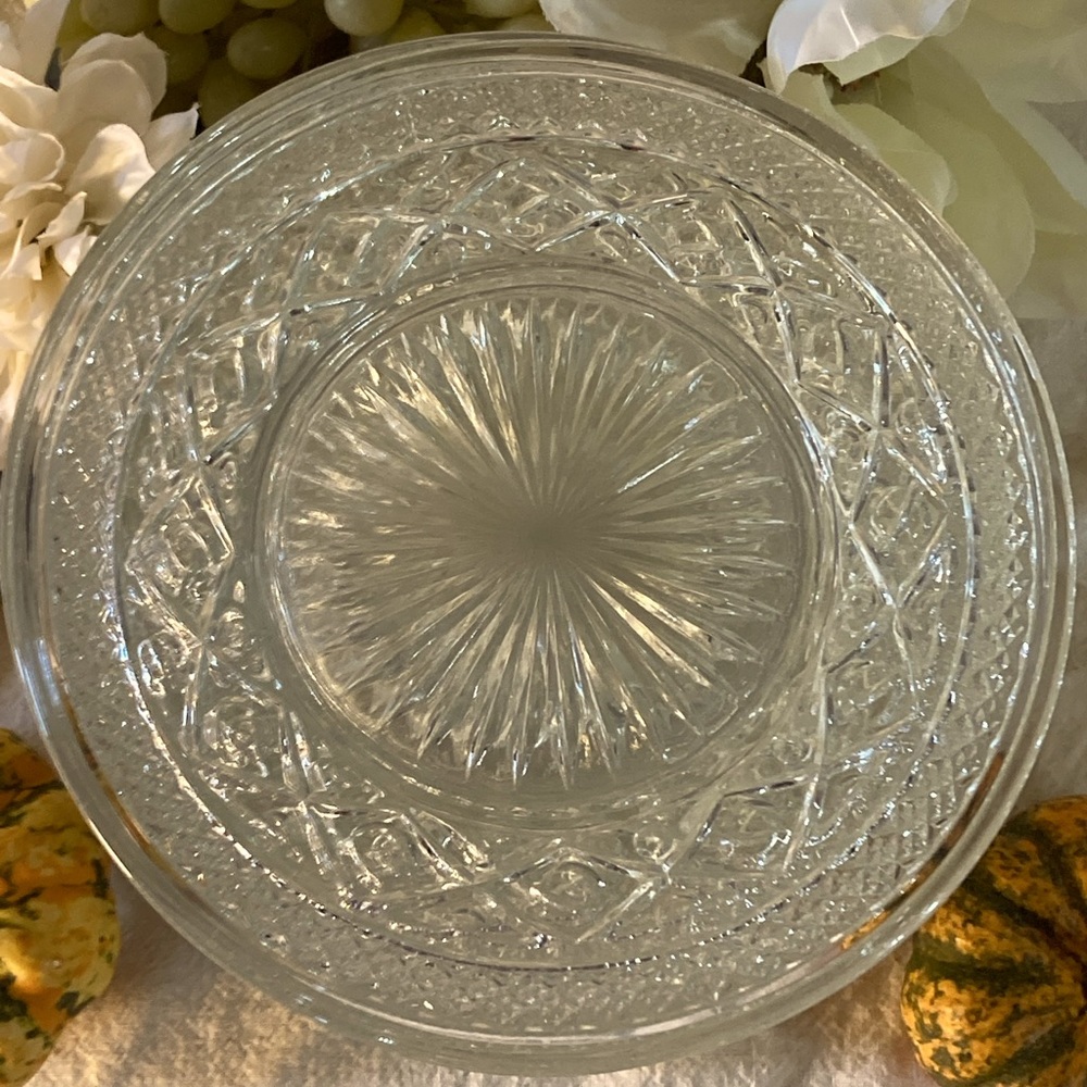 10- Imperial Cape Cod Salad Plates. Art Deco Pressed Glass.